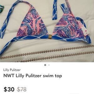 Lilly Pulitzer Pink and Blue Bikini Top